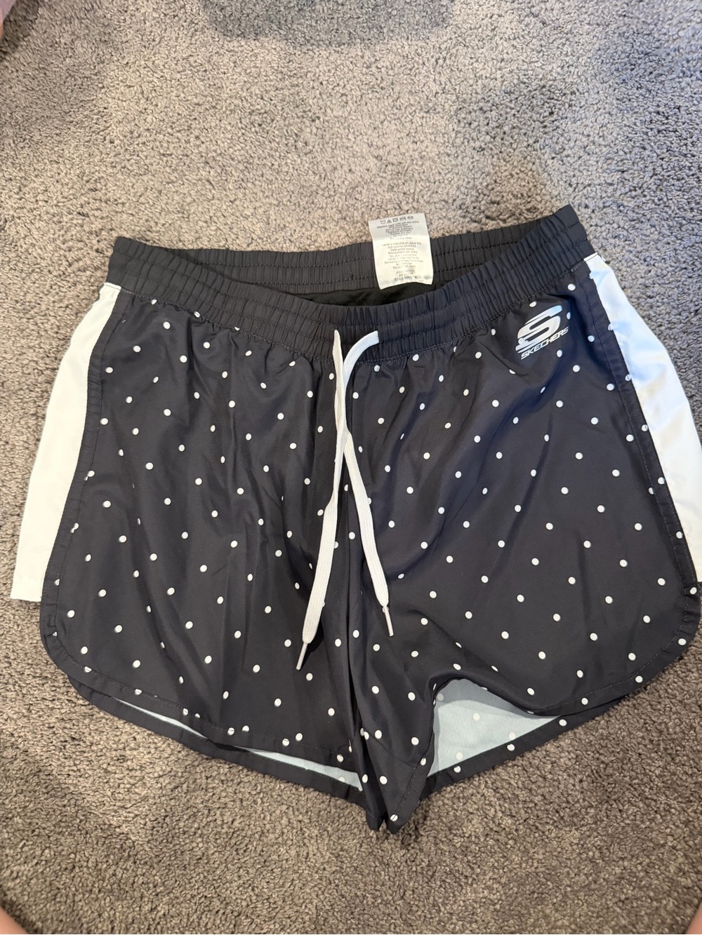 Skechers Navy Polka Dot Running Shorts with White Trim